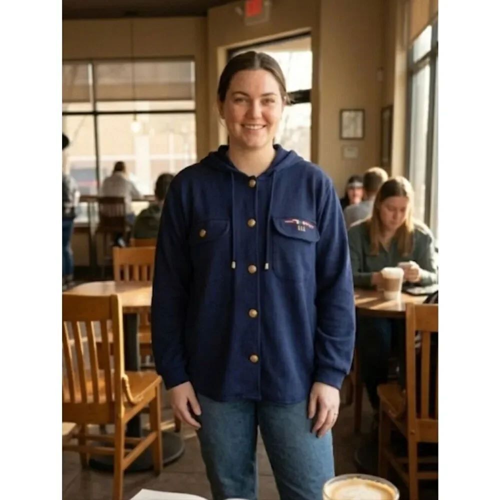 Janeve Shacket Navy Sz L Military theme